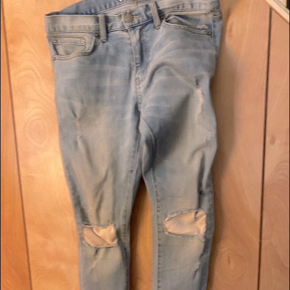 Blue Slim fit patched Jeans